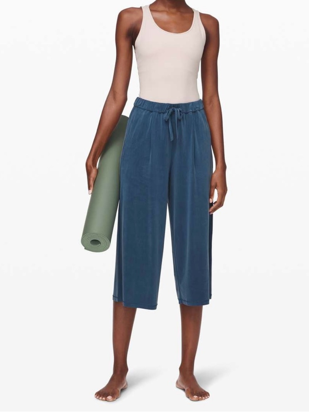 Lululemon Flow In Elegance Crop in Code Blue Cupro Wide Leg Pants